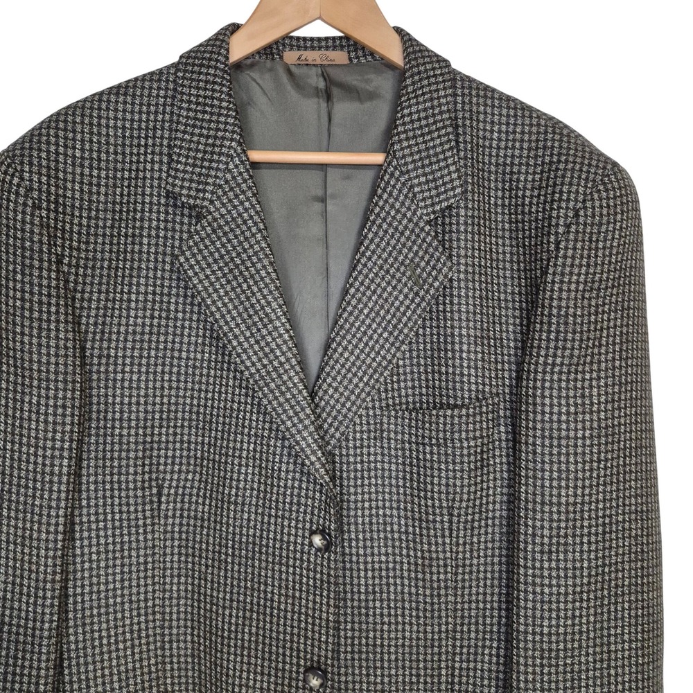 VTG J. Riggings Blazer Mens 42L 100% Wool Tweed Olive Brown 3 Button Sport Coat